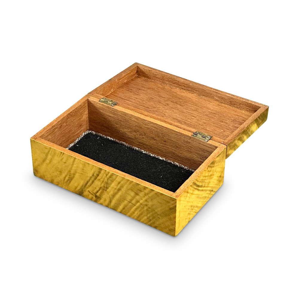 Early 20th century fiddle back maple stationery box c.1920