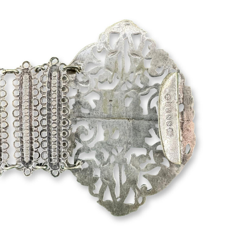Edwardian silver plated filigree nurses belt c.1900 clasp