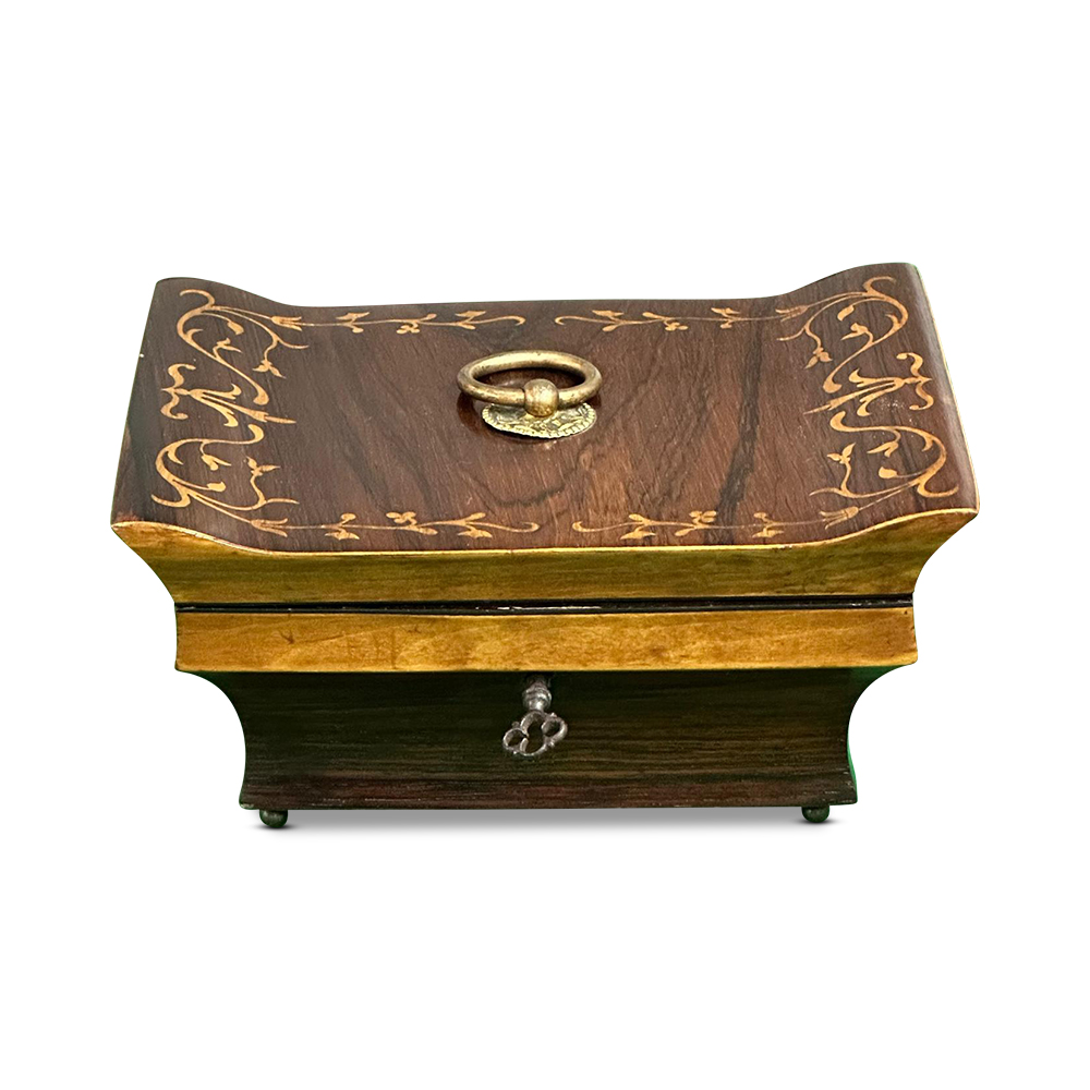 Napoleon III rosewood and boxwood jewellery box with fine inlays c.1850