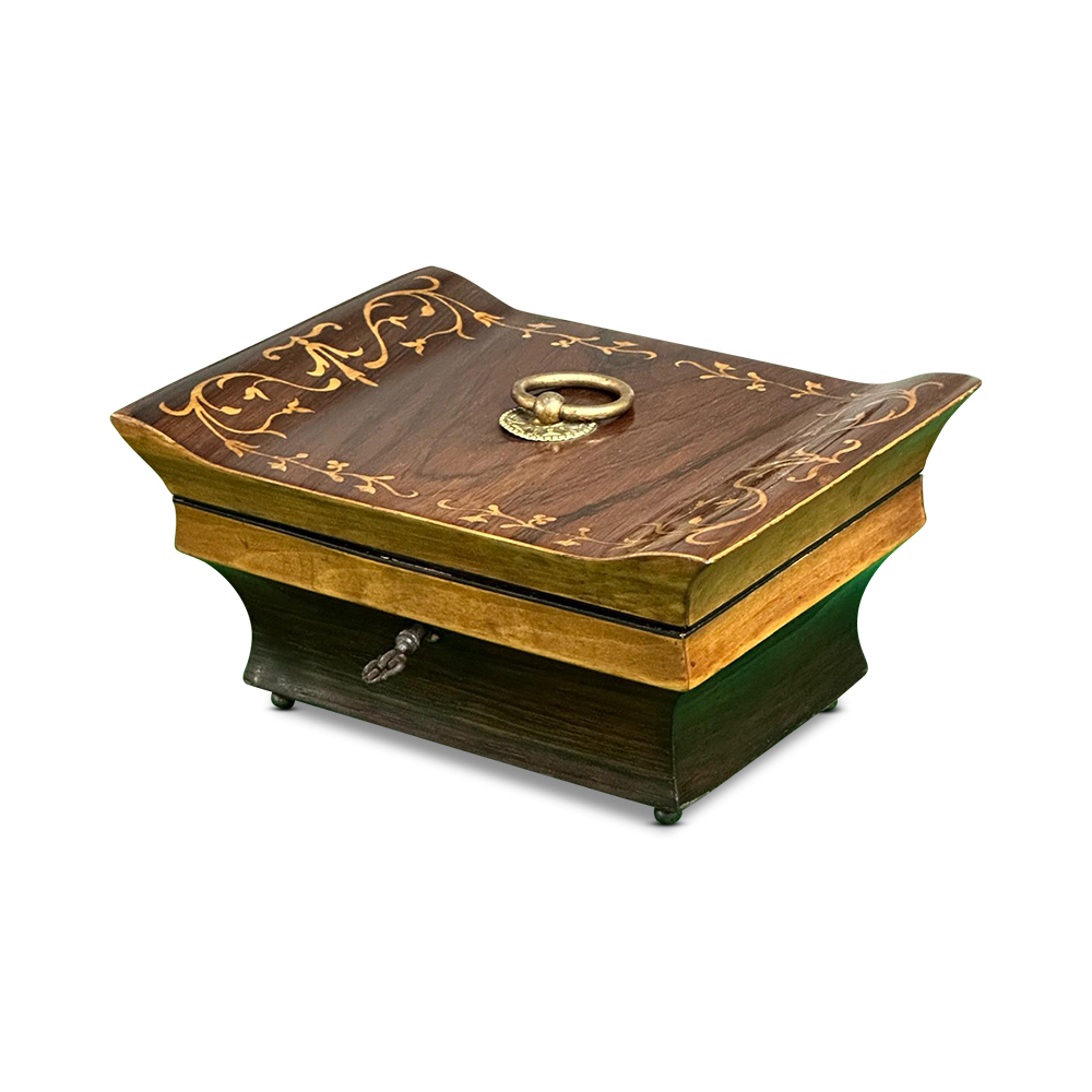 Napoleon III rosewood and boxwood jewellery box with fine inlays c.1850