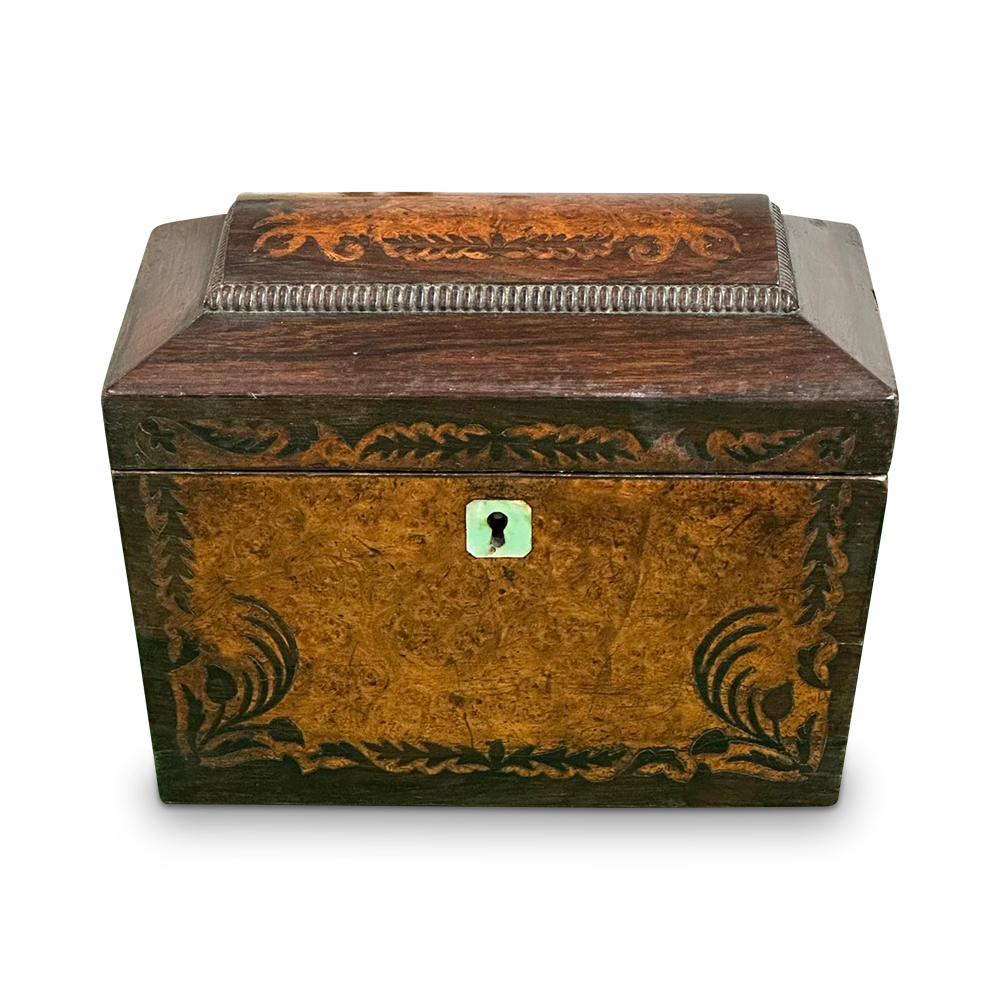 Regency rosewood sarcophagus tea caddy c.1830