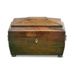 Regency rosewood tea caddy with 2 cannister interior c.1830