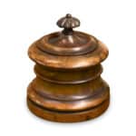 Turned 19th century english walnut round box with original patination c.1860