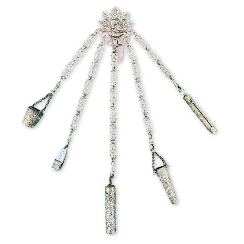 Victorian silver plated 5 branch chatelaine c.1880
