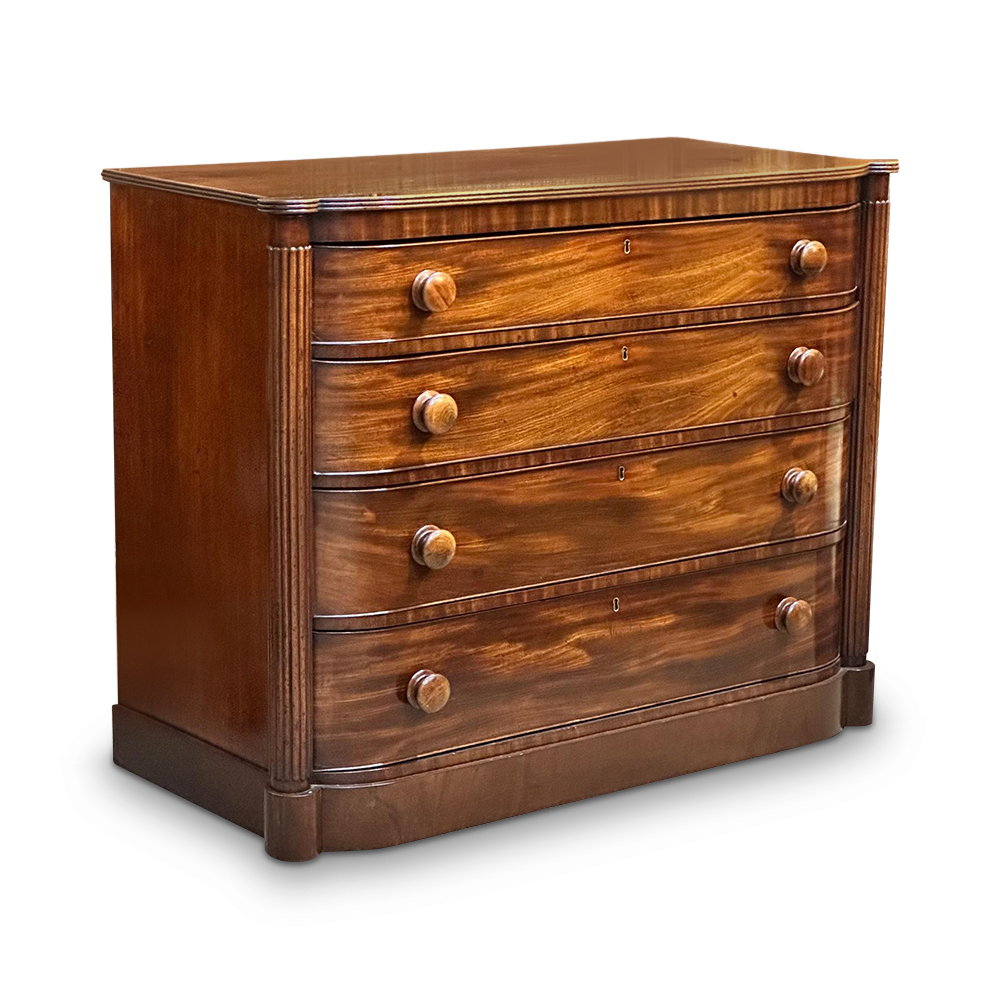 William IV mahogany bow fronted 4 drawer chest c.1835