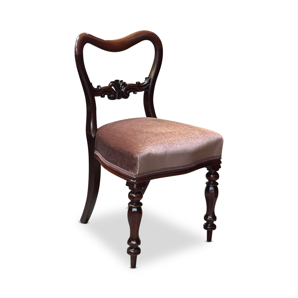 Mahogany kidney back antique dining chairs set 4