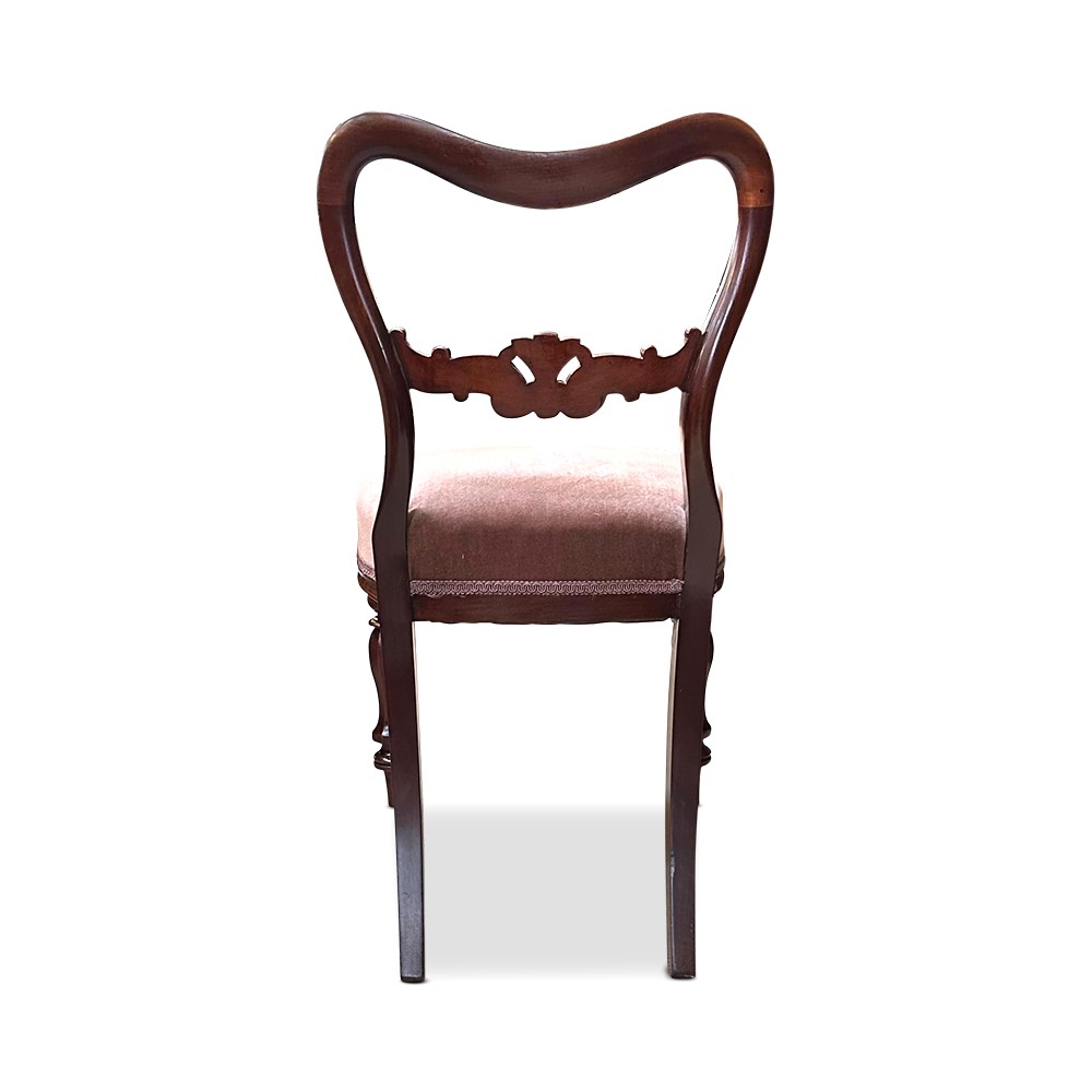 Mahogany kidney back antique dining chairs set 4