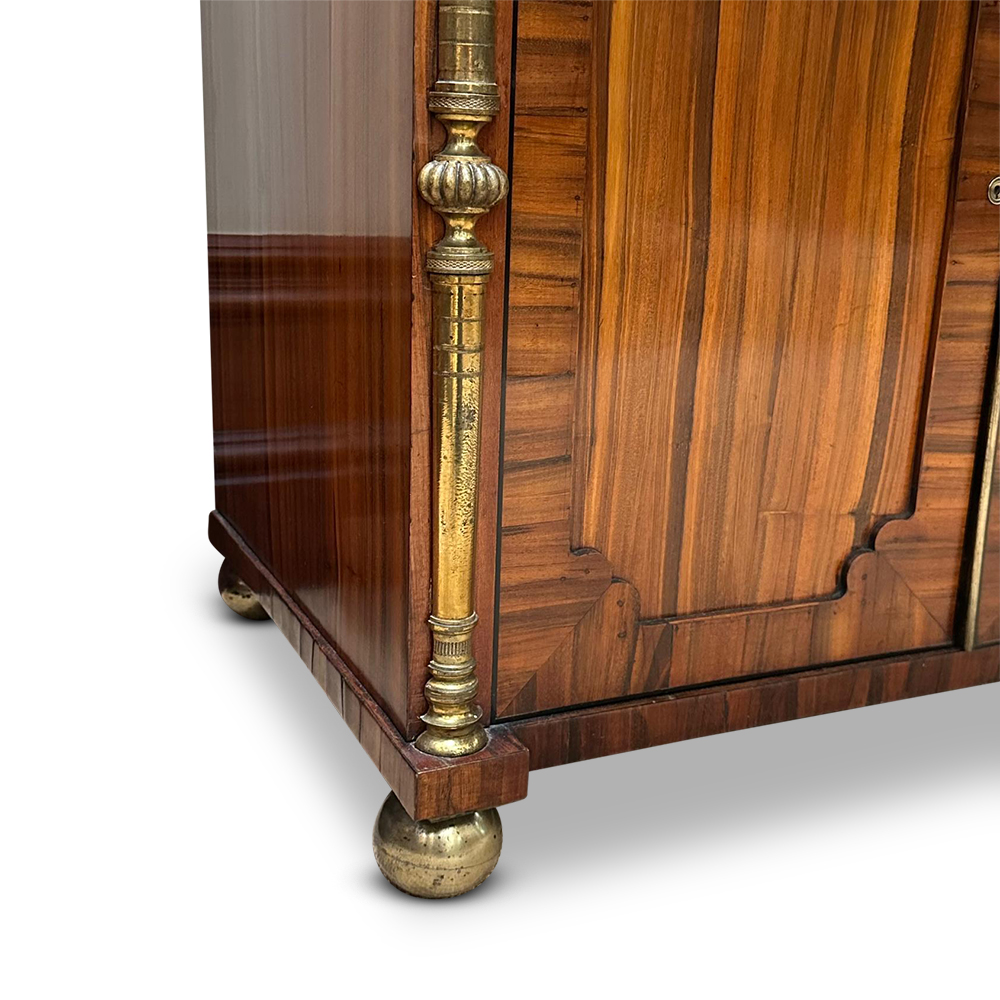 Superb English Regency zebrawood Grecian writing cabinet bookcase secretaire c.1810