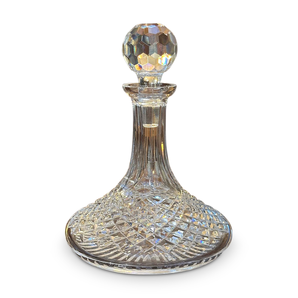 Waterford crystal ships decanter with sterling silver sherry label