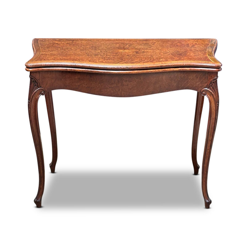 18th century Hepplewhite plum pudding mahogany serpentine fold over card table by H. Tibbats c.1780