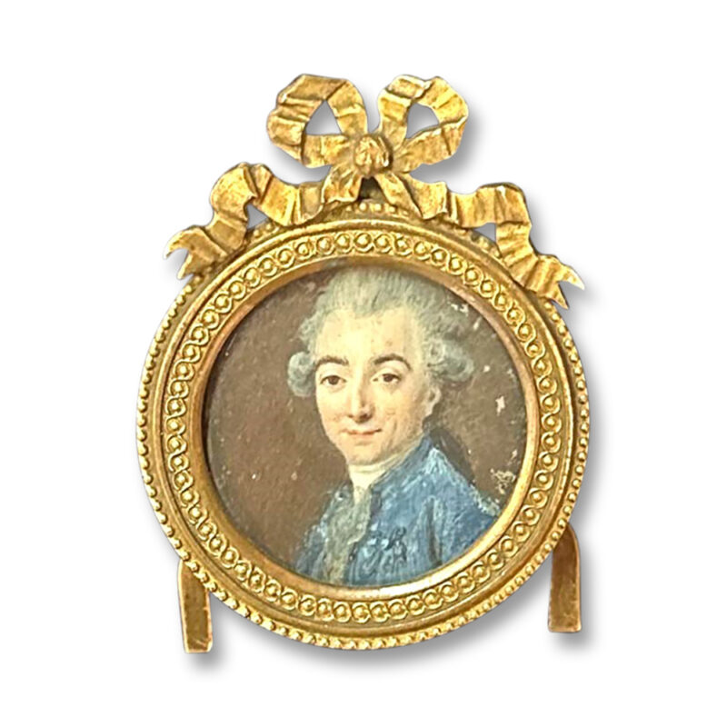 18th century ivory miniature of a noble gent in round ormolu frame c.1780