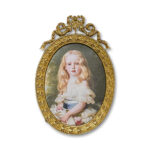 Antique oval gilt miniature picture frame c.1910