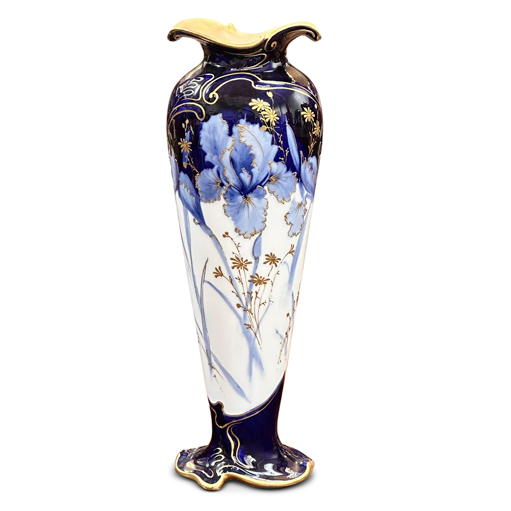 Doulton Burslem flow blue and gilt vase c.1890