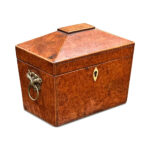 English Amboyna 2 section tea caddy c.1850
