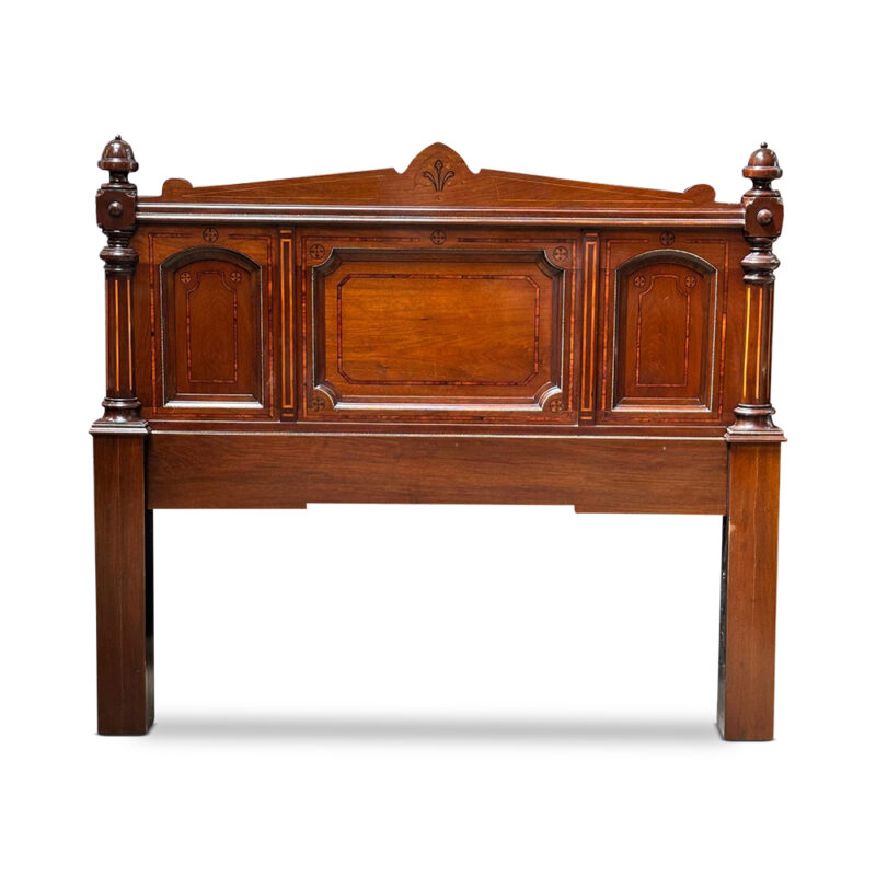 Fine English queen size bedhead with marquetry inlays c.1870