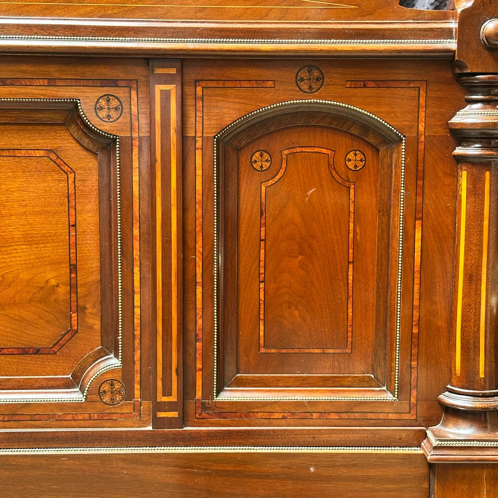 Fine English queen size bedhead with marquetry inlays c.1870