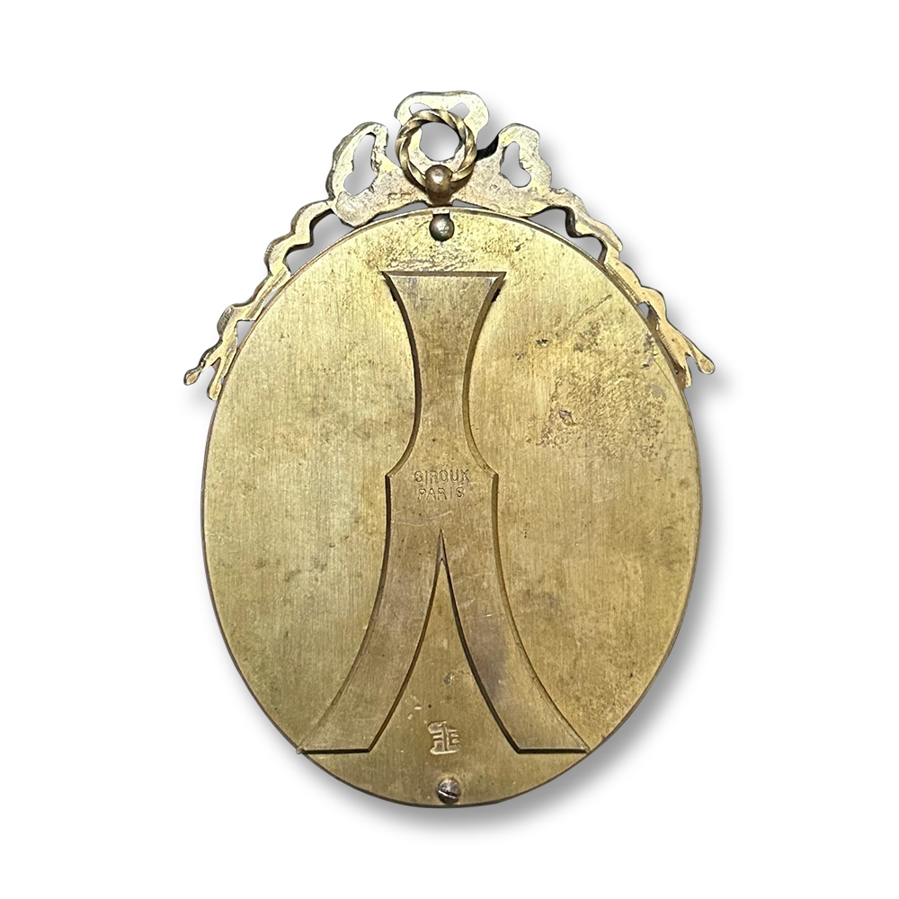 Fine French miniature portrait in gilt bronze frame by Alphonse Giroux Paris c.1860 back