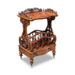 Fine quality Victorian burr walnut music canterbury c.1870