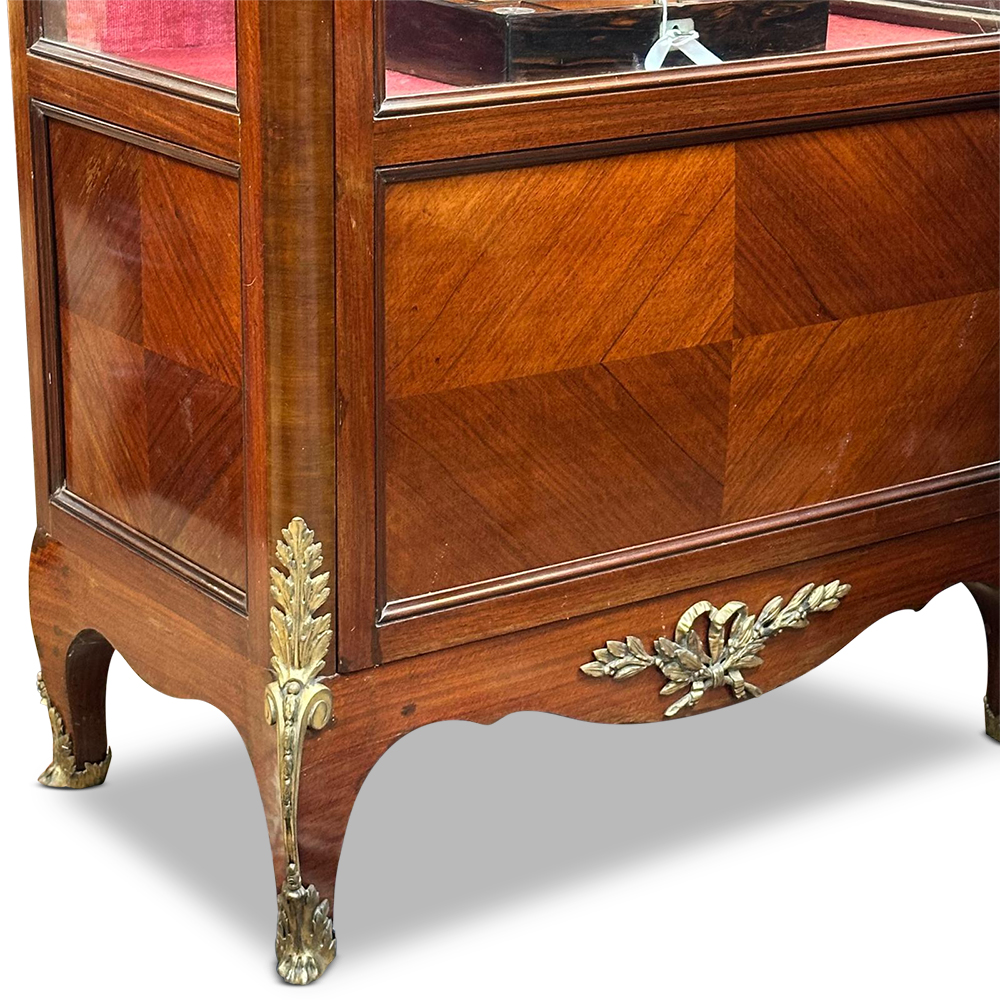 Louis XVI style walnut single door vitrine with marble top and ormolu mounts c.1890