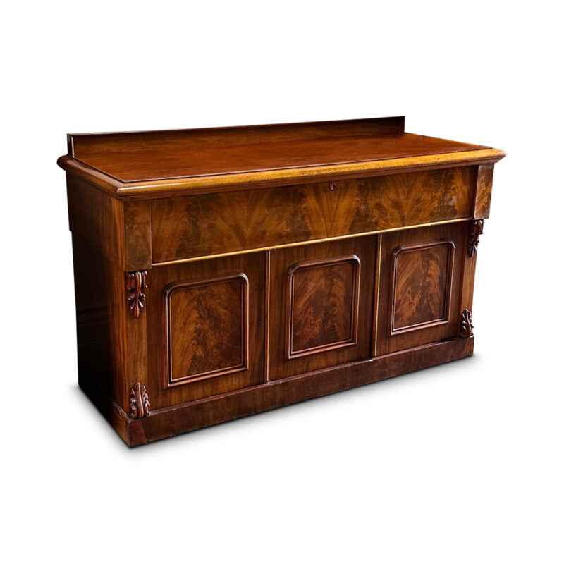 Rare English mahogany 3 door leaf holder with full width drawer c.1870