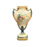 Royal Worcester blush ivory green and floral gilt baluster shape 1959 vase 1899