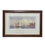 Yacht scene watercolour painting