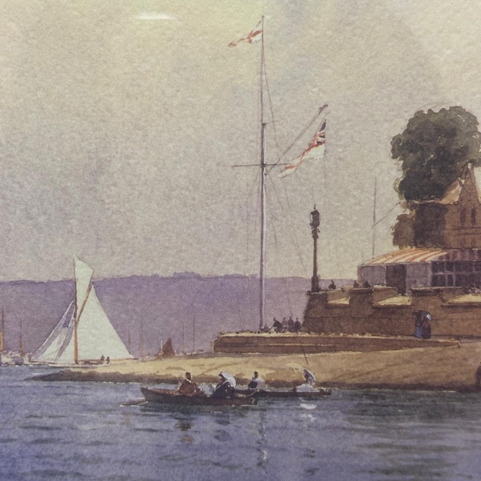 Yacht scene watercolour painting