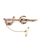 15ct ruby and pearl brooch c.1900