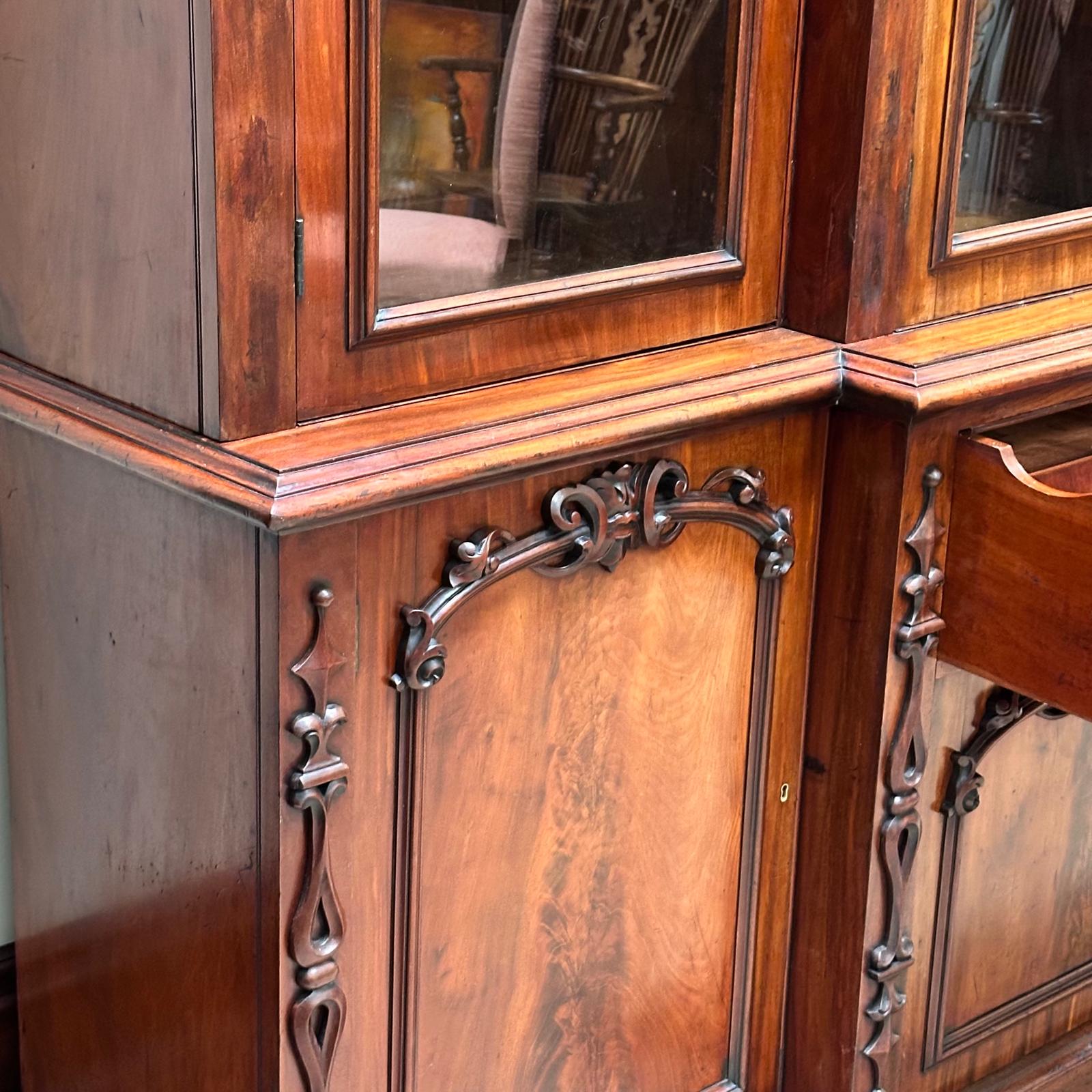 William IV Mahogany 4 Door Breakfront Secretaire Bookcase. c.1840