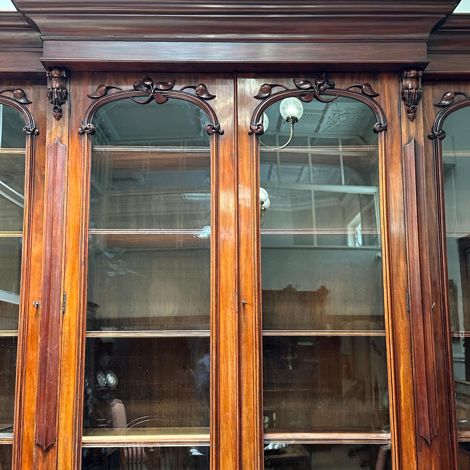 William IV Mahogany 4 Door Breakfront Secretaire Bookcase. c.1840