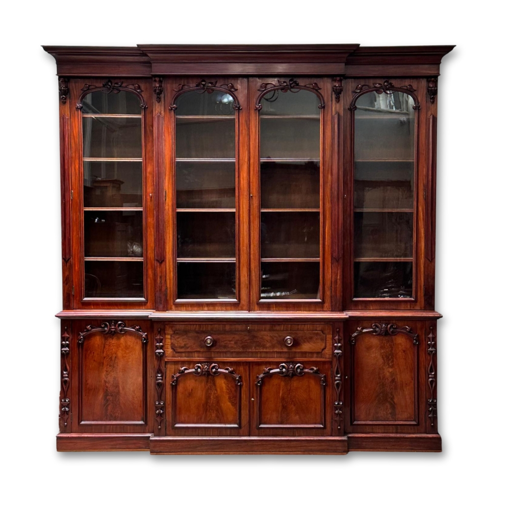 William IV Mahogany 4 Door Breakfront Secretaire Bookcase. c.1840