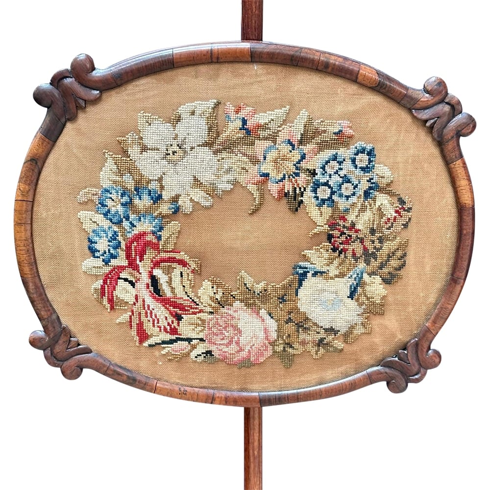 19th century rosewood pole screen c.1850
