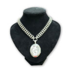 Antique silver chain and oval locket c.1880