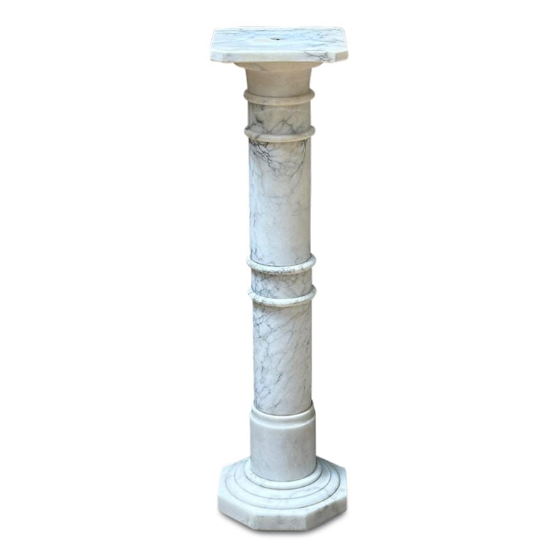 Carrara marble turned pedestal