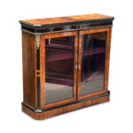 English 19th century burr walnut ebonised 2 door pier cabinet c.1870