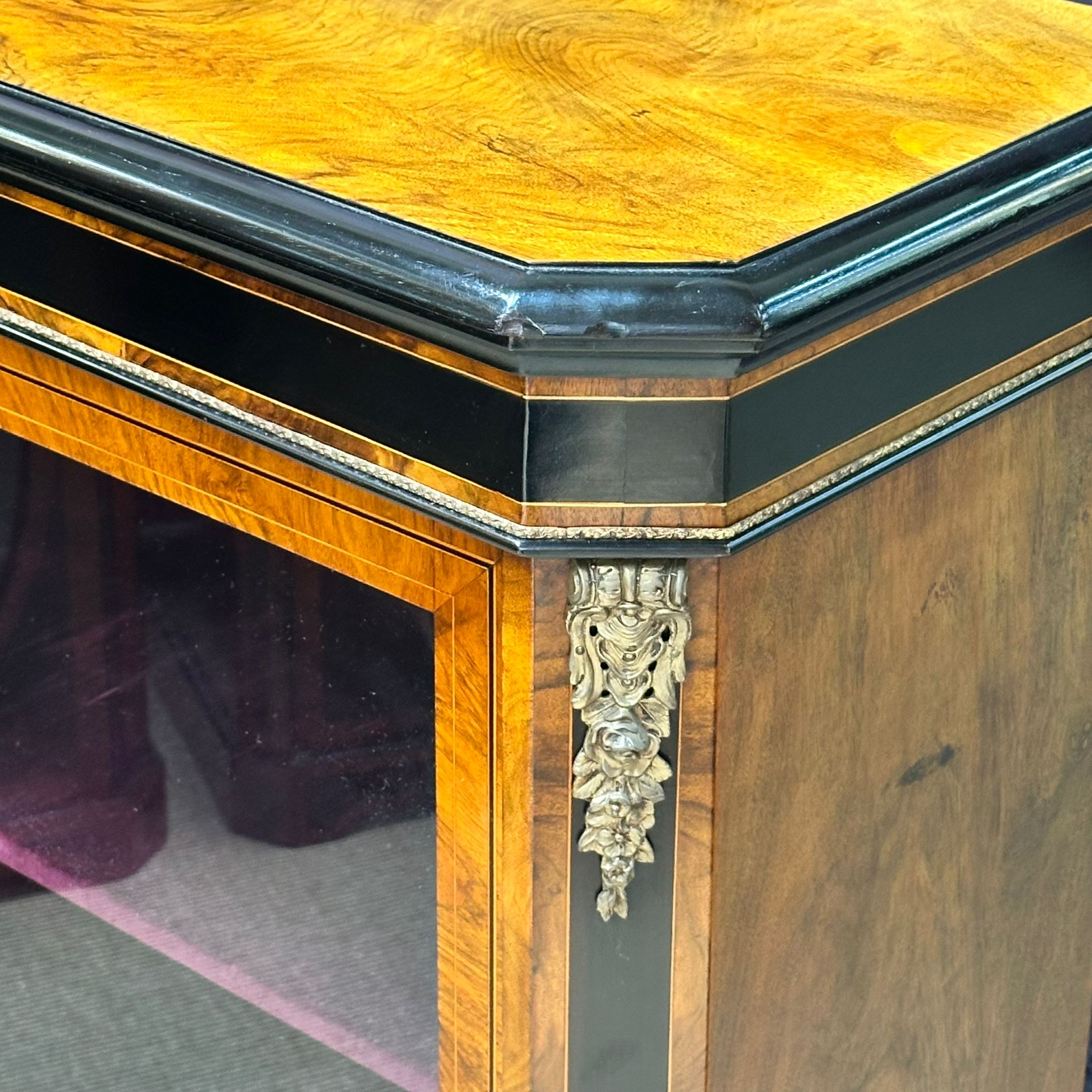 English burr walnut 2 door pier cabinet c.1870