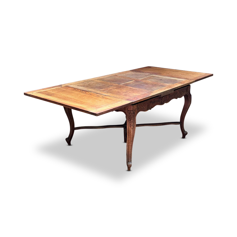 French Louis XV style draw leaf oak dining table c.1880