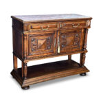 French walnut two door servery with rouge marble top c.1890