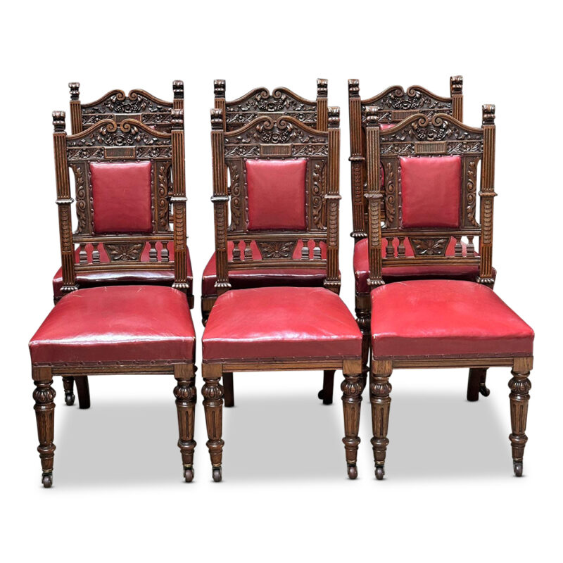 Set 6 Edwardian oak dining chairs c.1900