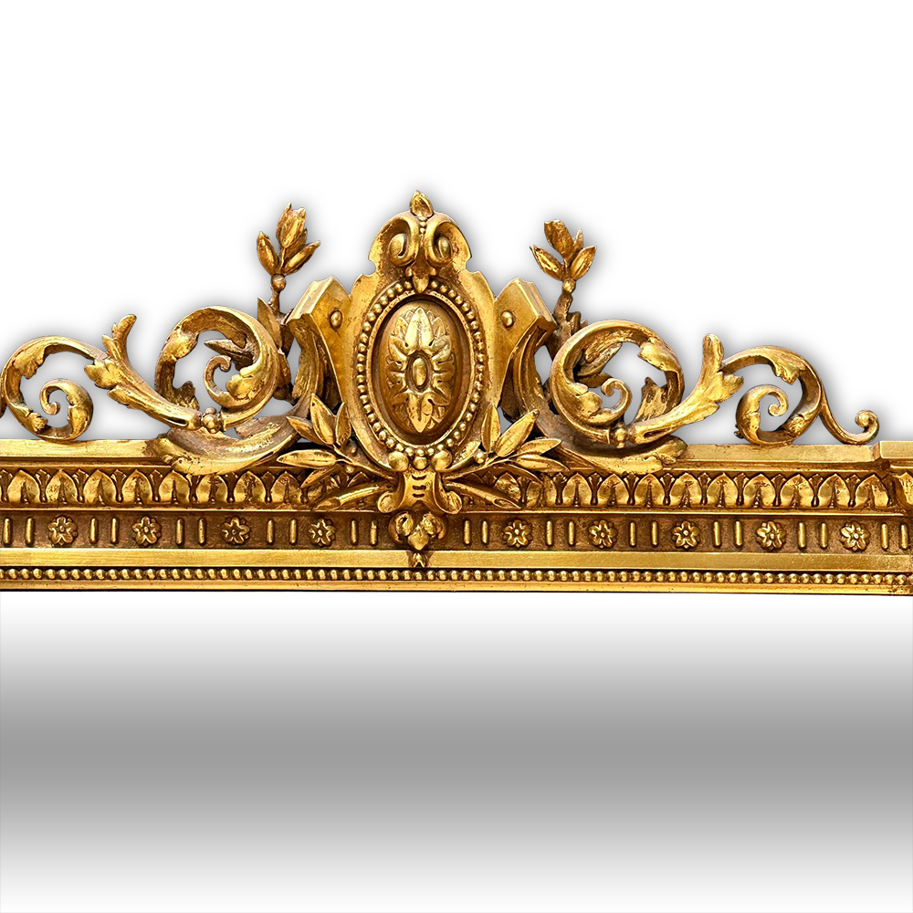 Superb French gilt overmantle mirror of grand proportions c.1880