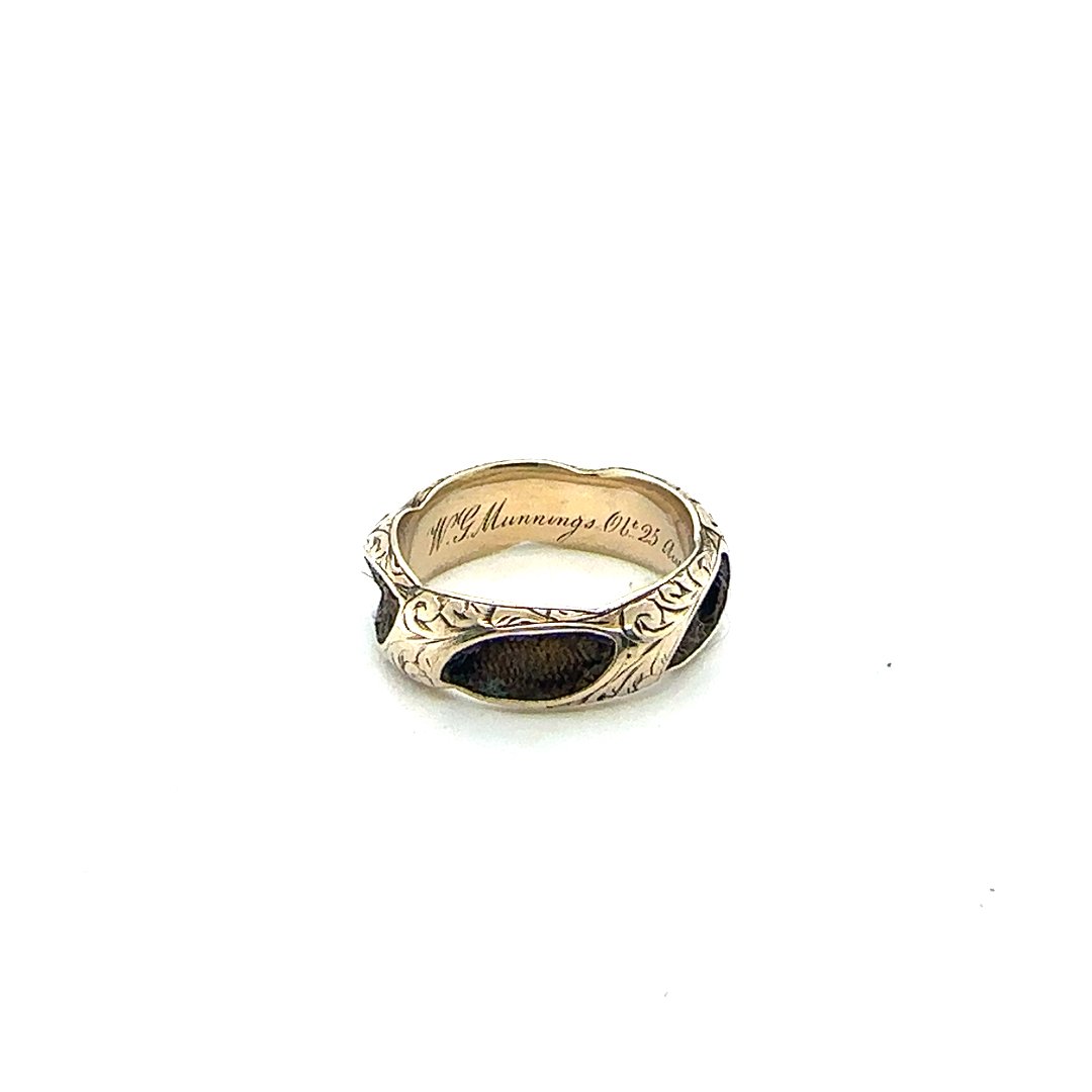 19th century 9ct engraved mourning ring c.1848