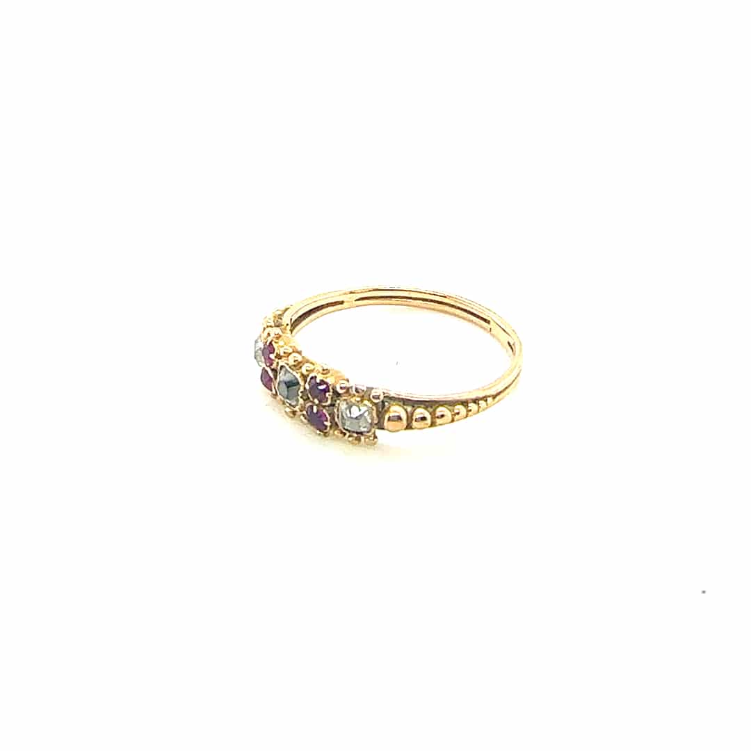 Antique 15ct ruby and diamond gypsy ring c.1850