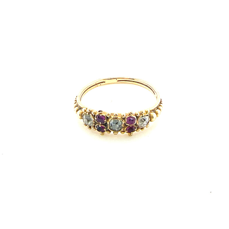 Antique 15ct ruby and diamond gypsy ring c.1850