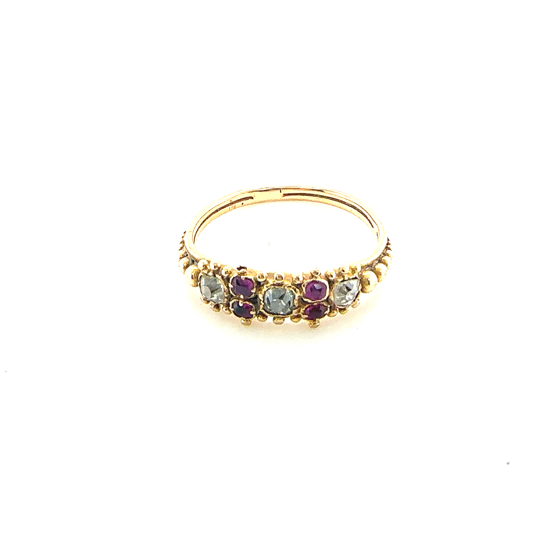 Antique 15ct ruby and diamond gypsy ring c.1850