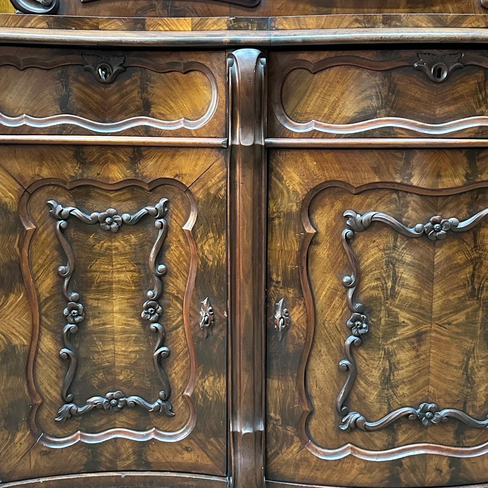 Flame mahogany beidermeyer 3 door sideboard c.1870