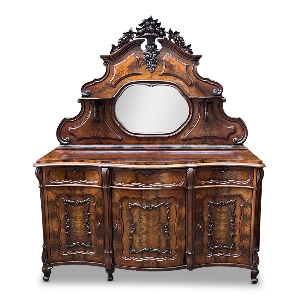 Flame mahogany beidermeyer 3 door sideboard c.1870