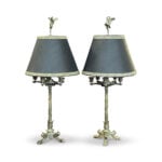 Pr reproduction bronzed lamps with stork detailing