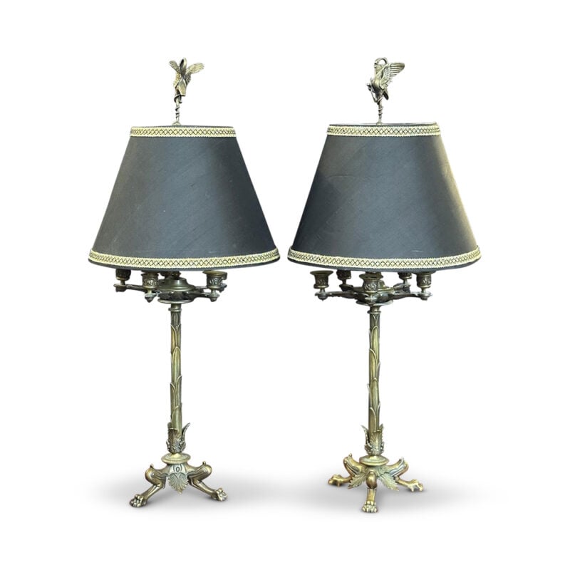 Pr reproduction bronzed lamps with stork detailing