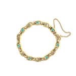 15ct yellow gold bracelet set with turquoise and seed pearls c.1900