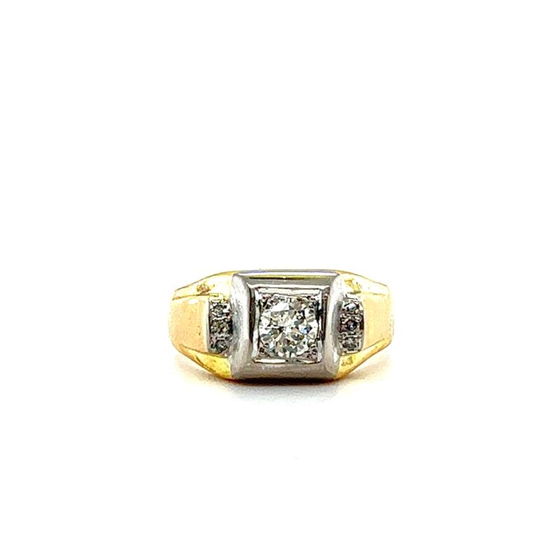 18ct yellow gold signet ring with 3 brilliant cut diamonds